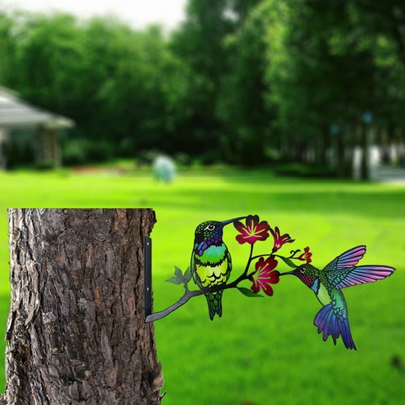 Gmogad Rustproof Iron Hummingbird Garden Stakes Outdoor Decor 30cm Ground Insert for Fence Yard Patio Decoration Easy Installation Low Maintenance