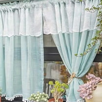 Gmogad Short Sheer Curtains 59 Inch Light Filtering Window Drapes Rod Pocket Semi Sheer - Vintage Floral for Bedroom Bathroom Living Room Blackout Linen Like Soft Airy