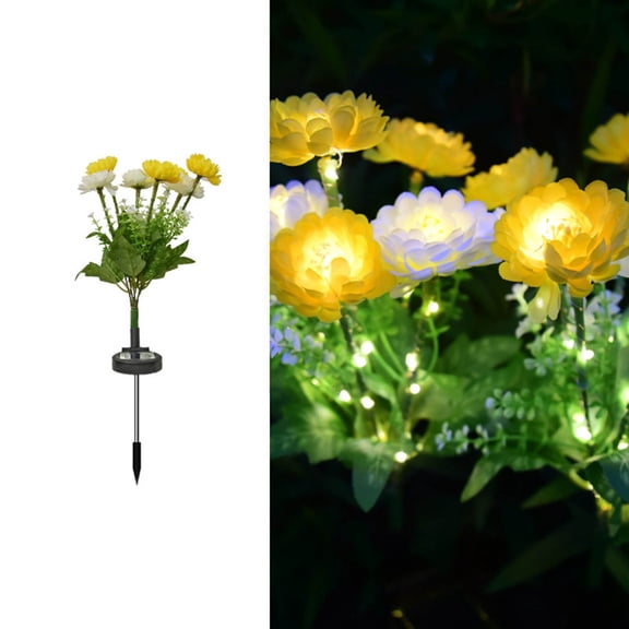 Gmogad Solar Peony Flower Stake Light, 7 Head LED Simulation Silk Flower Ground Insert Lamp for Garden, Solar Peony Flower Stake Light Waterproof Courtyard Decoration, Automatic Night Time Lighting
