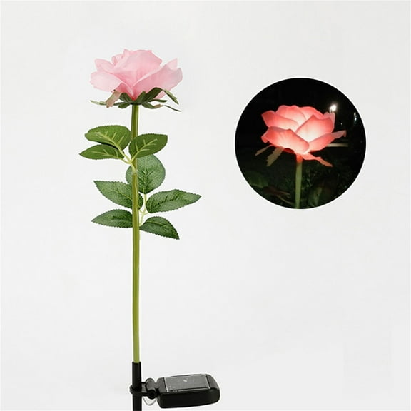 Gmogad Solar Rose Flower Garden Light, LED Simulation Bloom Stake Lamp for Outdoor Yard Pathway Decor, Solar Rose Flower Garden Light Waterproof Automatic Dusk to Dawn Illumination