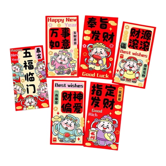 Gmogad Spring Festival Red Envelopes Set of 6, Auspicious Horse Design for Lunar New Year, Lucky Money Envelopes for Children Adults, Chinese New Year Gift for Family Celebration