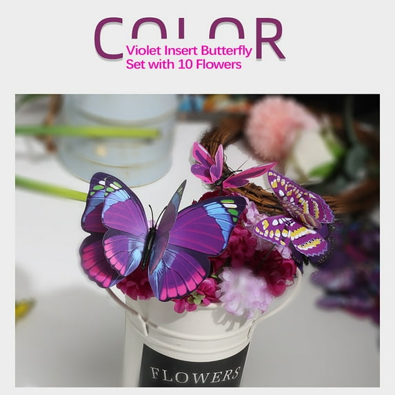 Gmogad Summer Garden Decor Stakes, PVC Floral Insert Rods - 25cm Double-Sided Garden Decoration for Vases Pots, Weatherproof 3D Outdoor Party Decor (10 Pack)