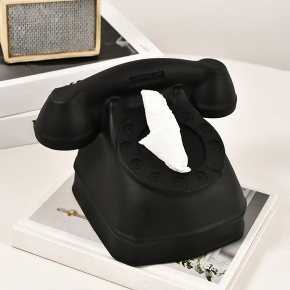 Gmogad Tissue Box Holder, Retro Rotary Phone Design Tissue Box Cover for Living Room Desktop, Creative Napkin Storage Paper Box Home Decor, Novelty PVC Tissue Dispenser for Home Office Decoration