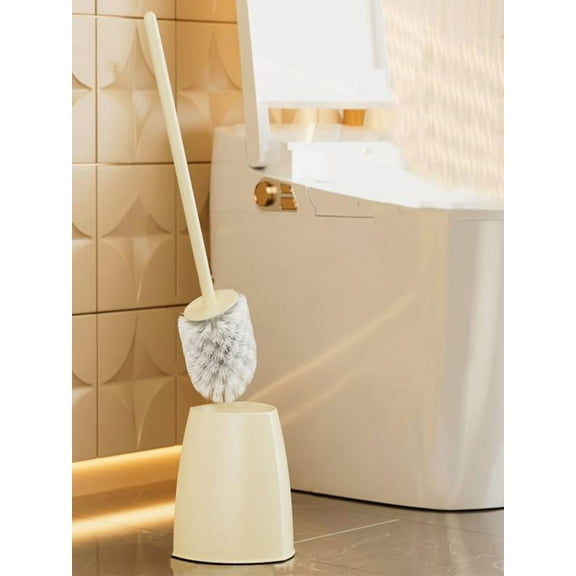 Gmogad Toilet Brush, Toilet Brush and Holder Set Bathroom Accessories, Toilet Scrubber with Clean Brush, Cleaning Supplies Toilet Bowl Cleaner Brush for Deep Cleaning, Beige