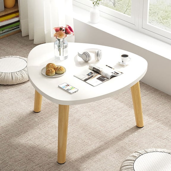 Gmogad Triangular Side Table, Small Curved Coffee Table for Bedroom Balcony Floor, Modern Accent End Table with Skidproof Pads, Compact Tea Table for Living Room Window Sill Reading Snack