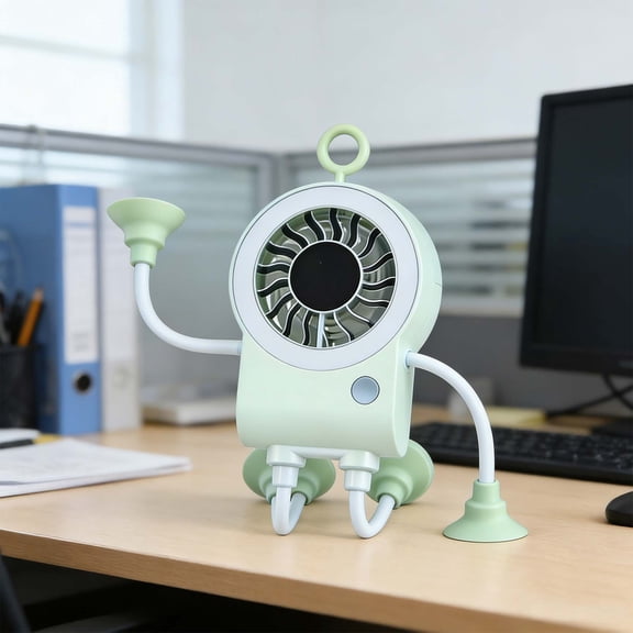 Gmogad USB Rechargeable Suction Cup Fan Portable Mini Fan with Digital Display, Adjustable Speed Cooling Fan for Kitchen Bathroom Office, Flexible Hose Design Quiet Personal Fan
