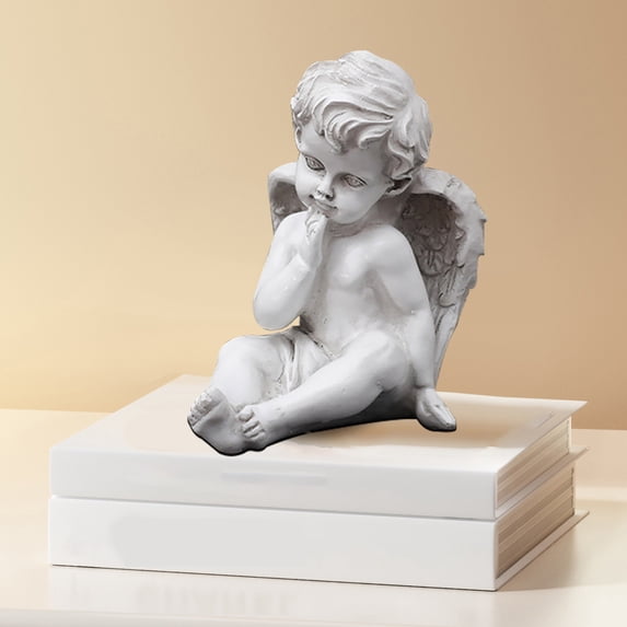 Gmogad Vintage Cherub Sculpture, European Classic Winged Angel Resin Figurine for Home Decor, Vintage Cherub Sculpture for Garden Mantel Tabletop Decor, Romantic Hotel Style Decoration and Gift