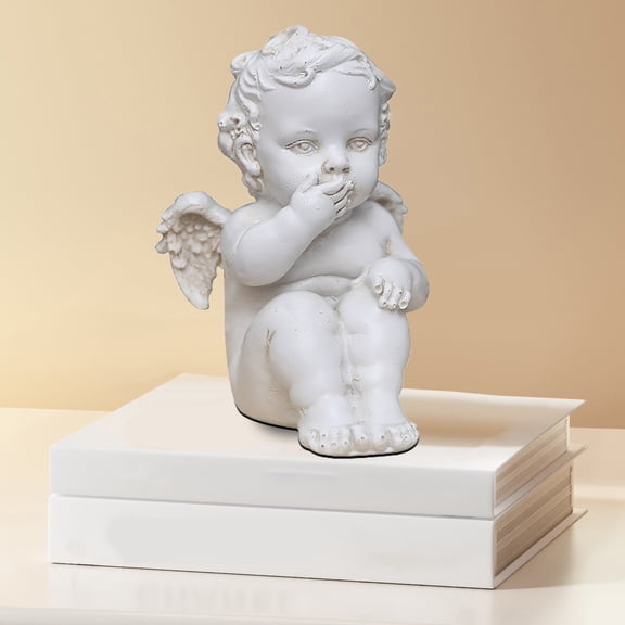 Gmogad Vintage Cherub Sculpture, European Classic Winged Angel Resin Figurine for Home Decor, Vintage Cherub Sculpture for Garden Mantel Tabletop Decor, Romantic Hotel Style Decoration and Gift