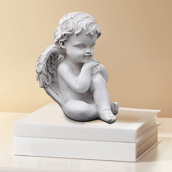 Gmogad Vintage Cherub Sculpture, European Classic Winged Angel Resin Figurine for Home Decor, Vintage Cherub Sculpture for Garden Mantel Tabletop Decor, Romantic Hotel Style Decoration and Gift