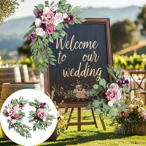 Gmogad Wedding Artificial Flower Set for Chair Back Arch Table Decor, Realistic Rose Bouquet, Reusable Centerpiece for Indoor Outdoor Photo Backdrop