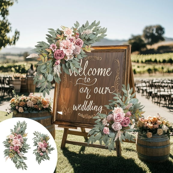 Gmogad Wedding Decoration Flowers 2-Piece Set - Realistic Faux Floral Arrangement for Chair Back Arch Table Centerpiece - Indoor Outdoor Wedding Party Banquet Reusable Easy Install