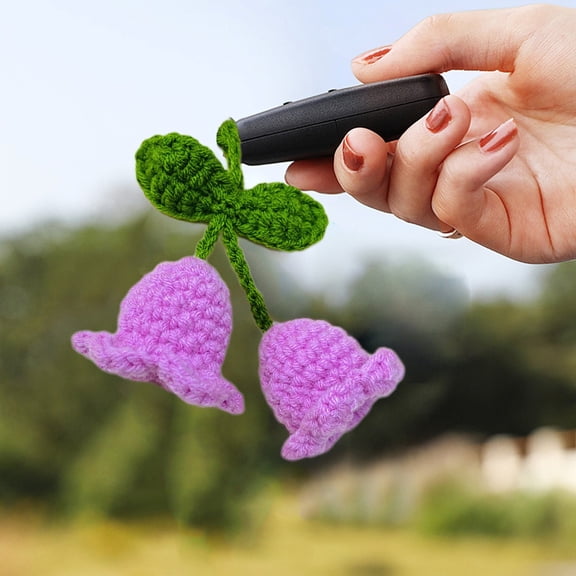 Gmogad Yarn Keychain, Handmade Crochet Flower Keychain - Soft Wool Pendant for Car Keys Bag Charm DIY Craft Gift for Women Girls Colorful Accessory