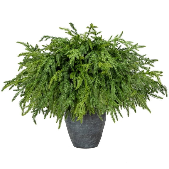 GnFlus 20Pcs 22.5" Christmas Norfolk Pine Stems Real Touch Norfolk Pine Branches DIY Crafts Artificial Norfolk Pine leaves for Xmas Holiday Garland Wreaths Indoor Outdoor Decor