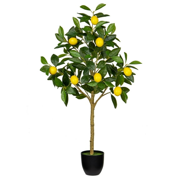 GnFlus 3ft Lemon Tree Artificial Potted Plants Faux Lemons Plant Fake Citrus Trees Indoor kitchen Lemon Home Decor