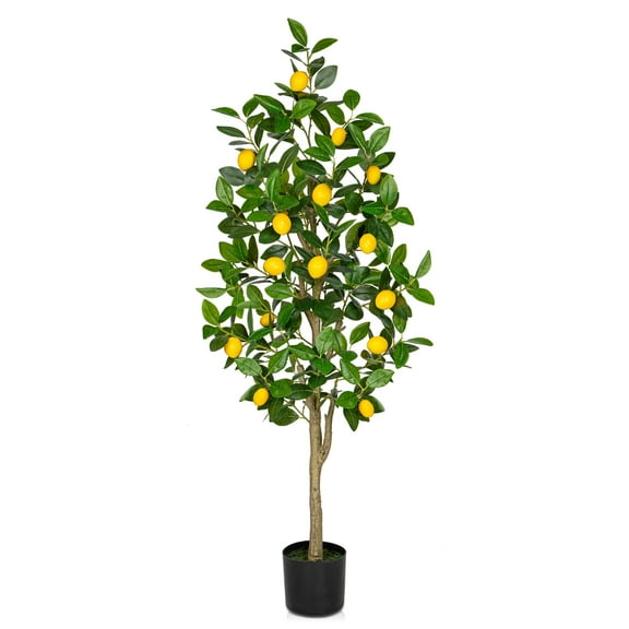 GnFlus 4ft Artificial Lemon Tree Fake Lemon Plant in Pot Large Fake Floor Plants Faux Trees Indoor kitchen Lemon Home Decor