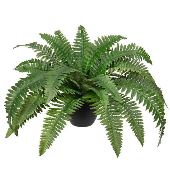 GnFlus Artificial Boston Fake Fern in Black Pot Home Decor Plastic Pot