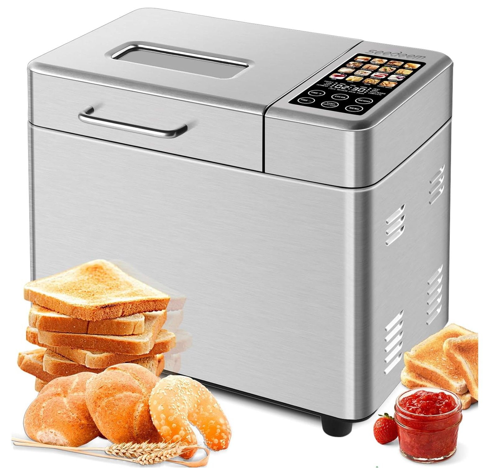 GnHoCh 16in1 Bread Machine, 2.2LB Stainless Steel Bread Machine with