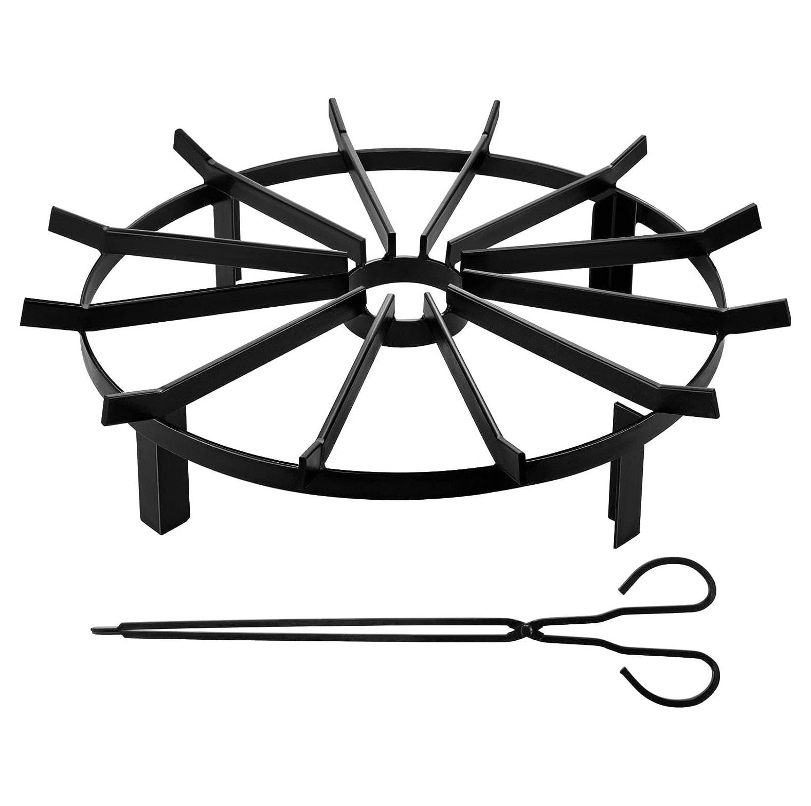 GnHoCh 24in Fire Grate Log Grate,Wagon Wheel Firewood Grates 12 Iron