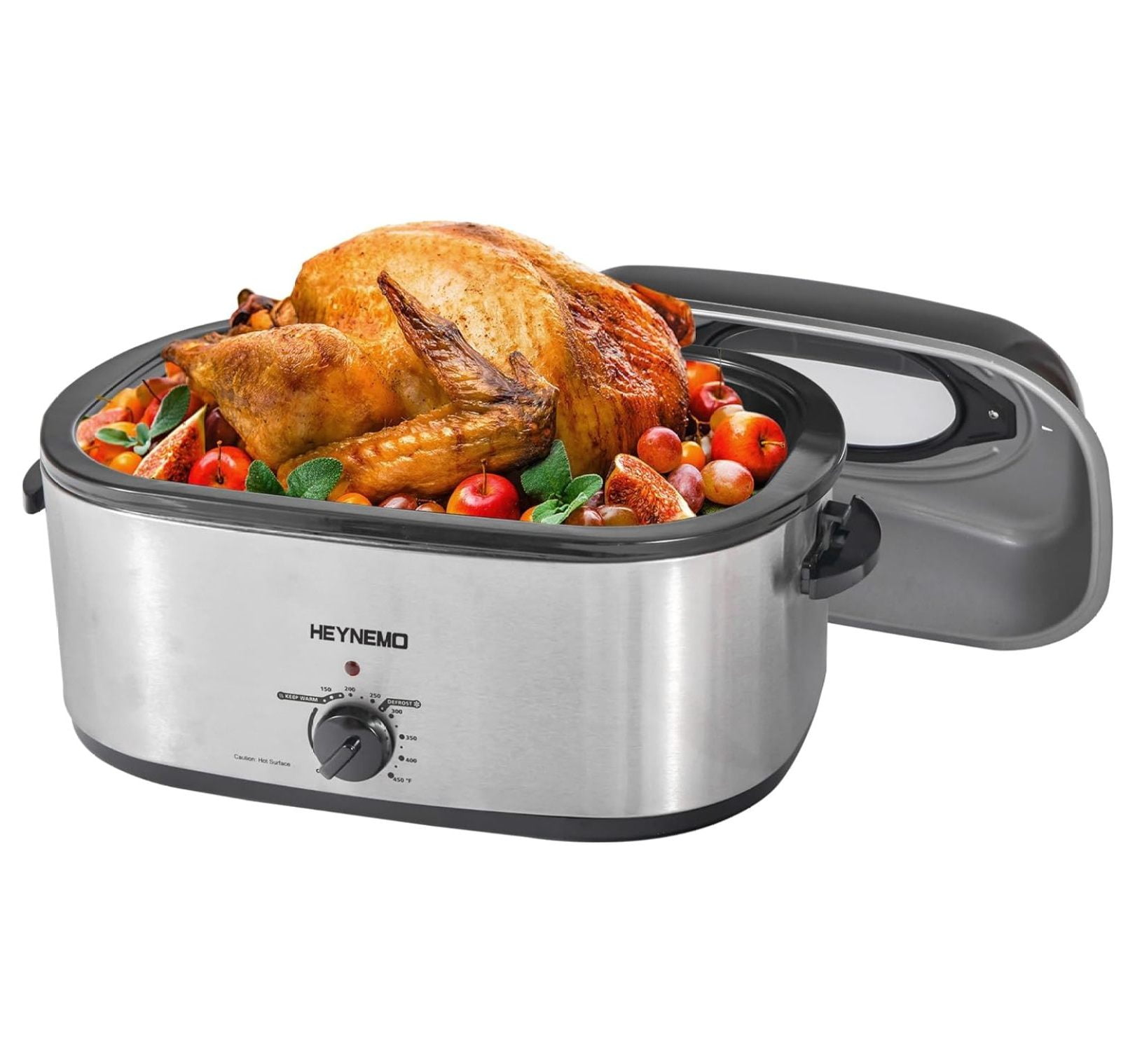 GnHoCh 26 Quart Electric Roaster Oven with Visible & SelfBasting Lid, Large Turkey Defrost Warm