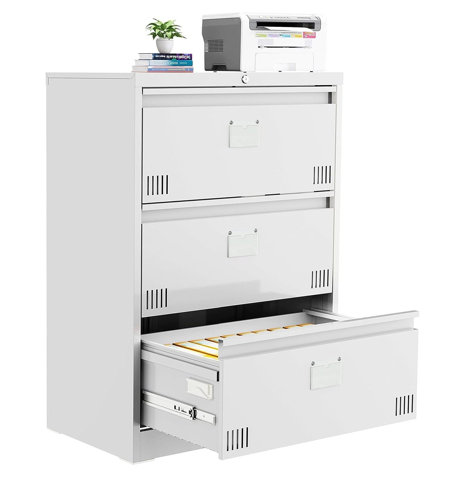 GnHoCh 3 Drawer Lateral File with Lock, Locking lateral Filing