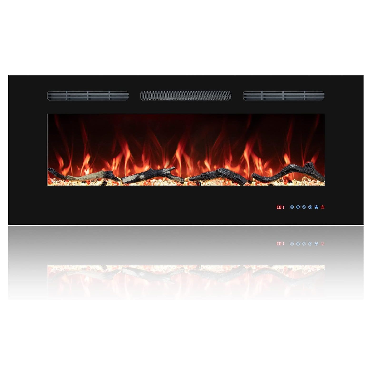 GnHoCh 30" Electric Fireplaces Inserts, Recessed WallMounted Fireplace Heater with Thermostat