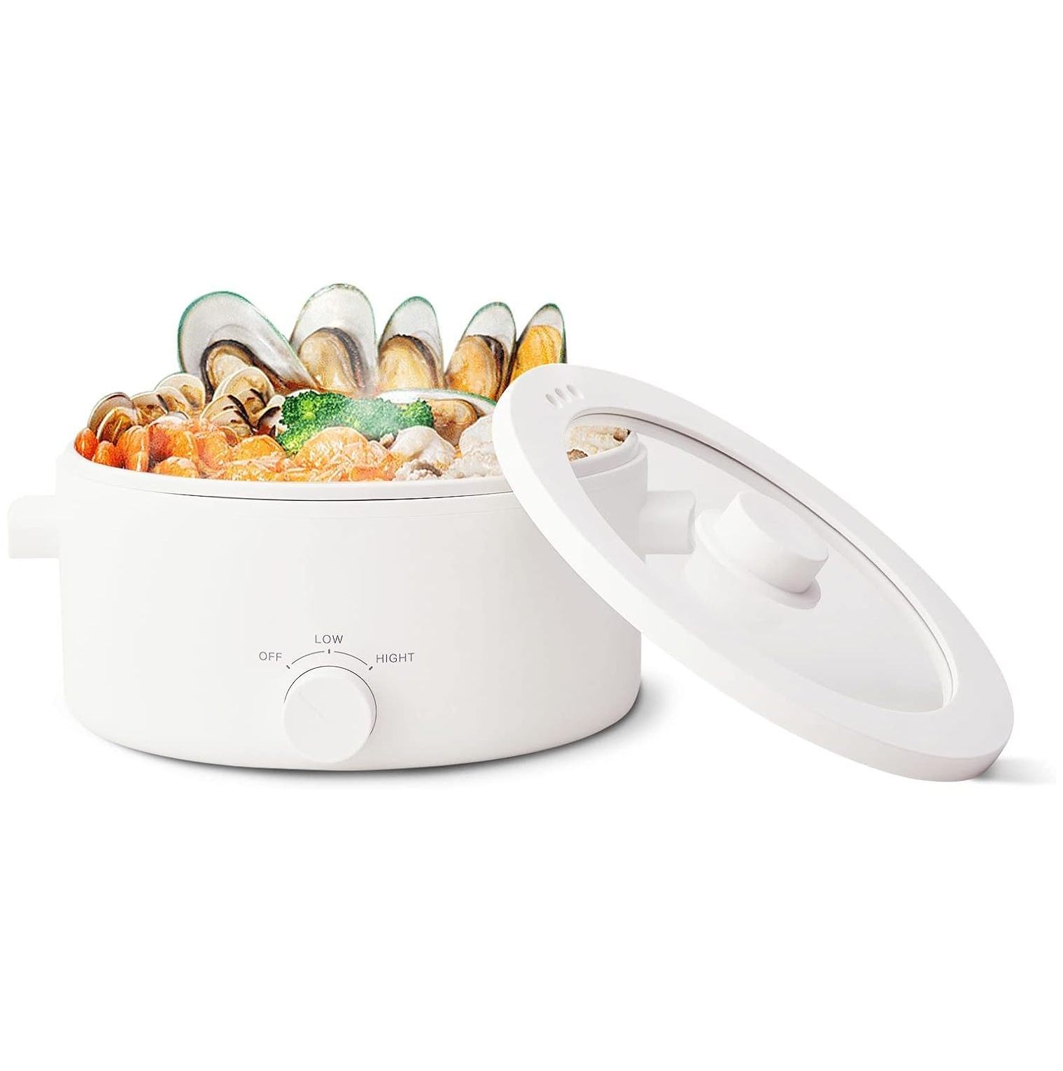 GnHoCh 3L Electric Hot Pot,Ceramic Glaze NonStick Pot Ramen Cooker