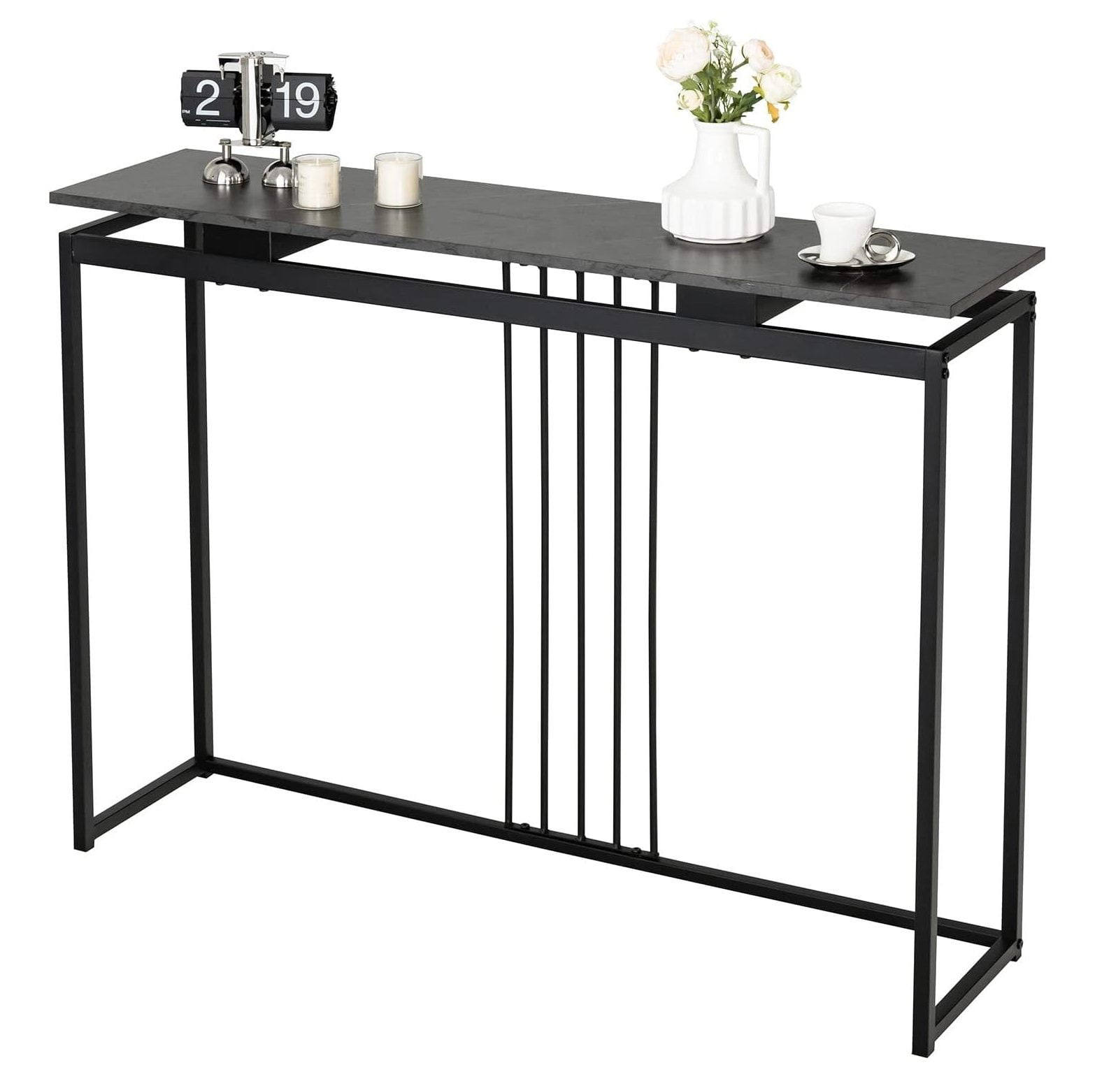 GnHoCh 48” Narrow Console Table, Modern Entryway Table with Faux Marble