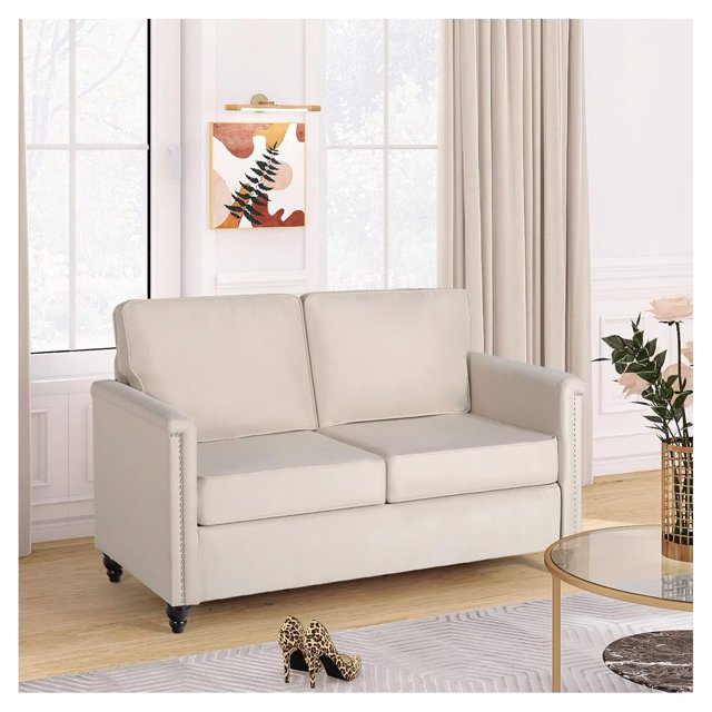 GnHoCh 55” Chesterfield Loveseat Sofa w/Rolled Arm, Tiny Century Modern