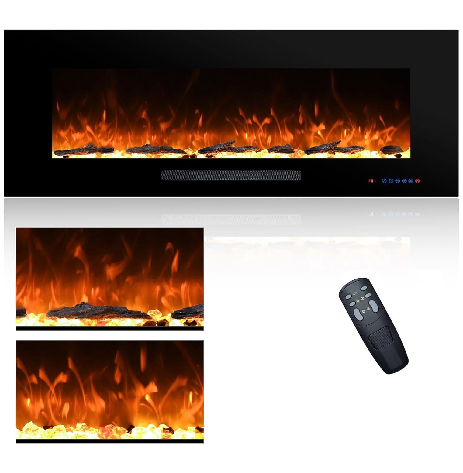 GnHoCh 60 inch Electric Fireplace, Wall Mounted Electric Fireplace for