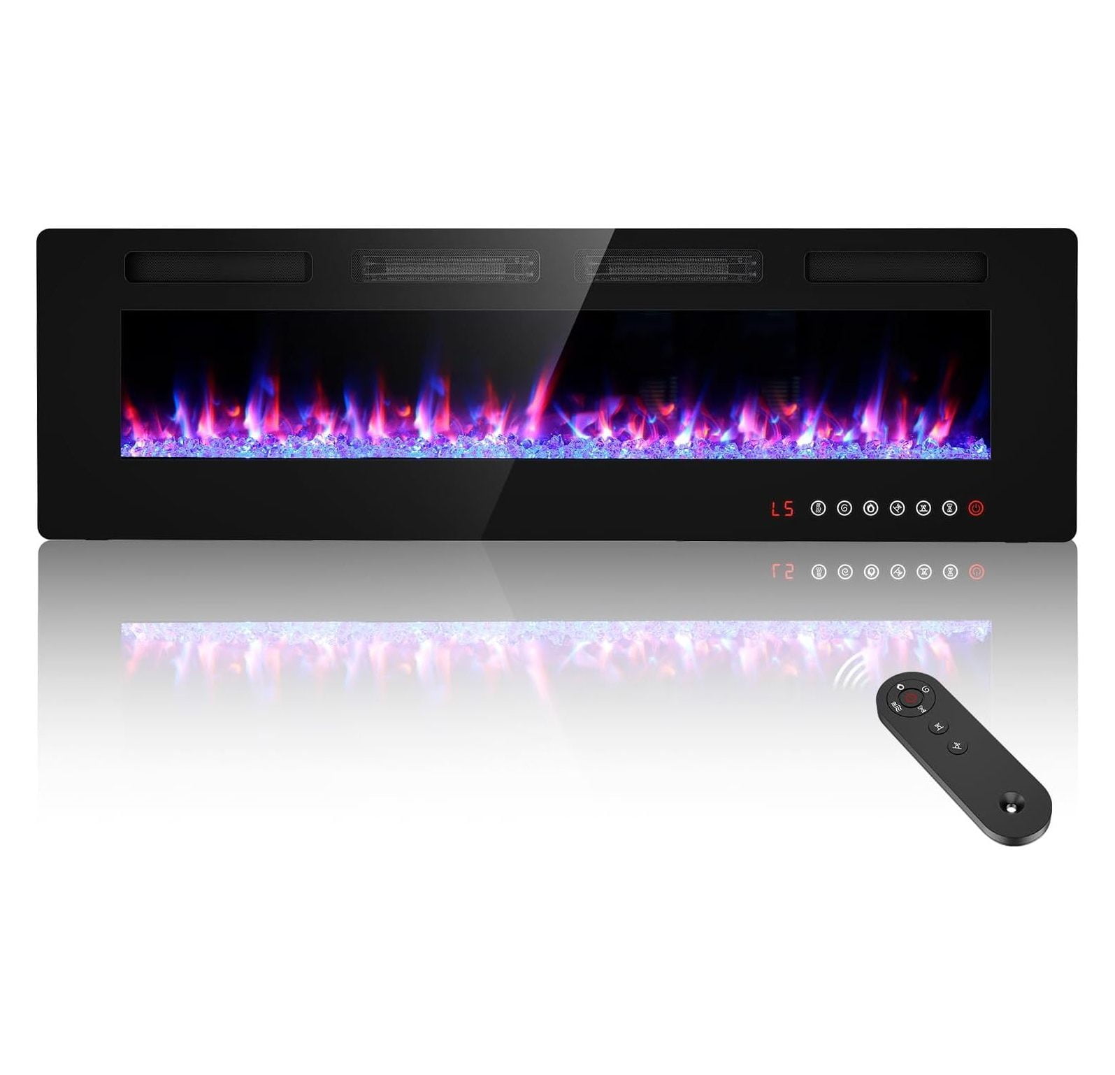 GnHoCh 60inch Electric Fireplace Recessed Wall MountedUltra Thin