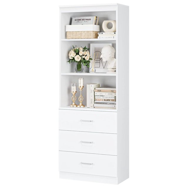 GnHoCh 71 Inches Tall Storage Bookcase with 3 Drawers and 3