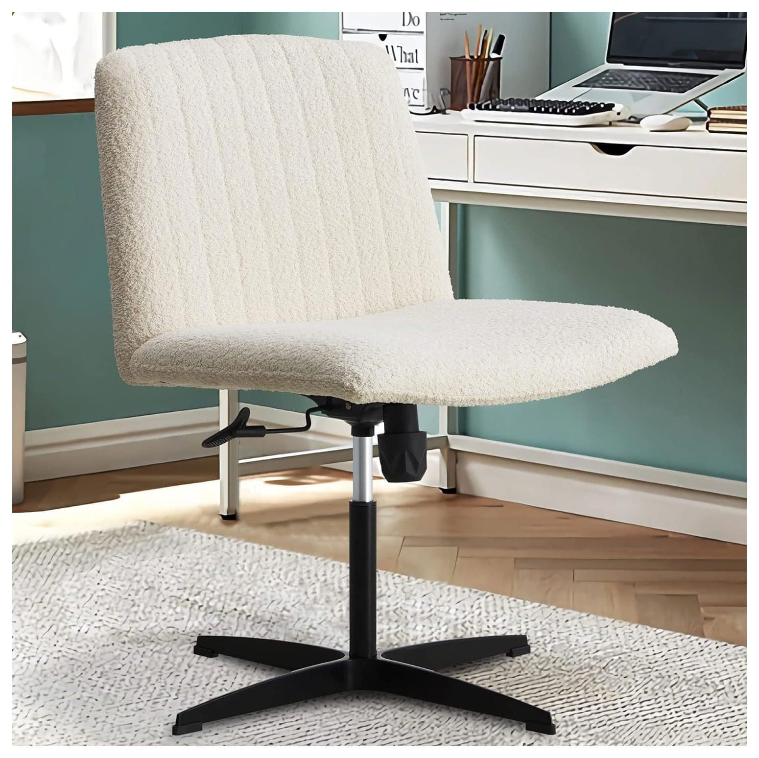 GnHoCh Armless Office Desk Chair,Cross Legged Office Chair with Fabric