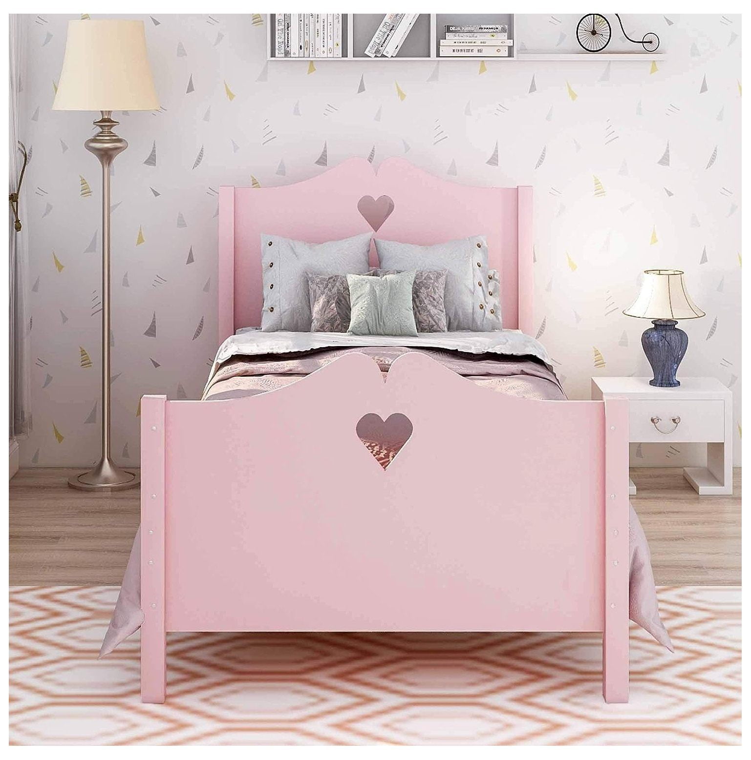 GnHoCh Bed Frame Platform Bed with Wood Slat Support and Headboard and