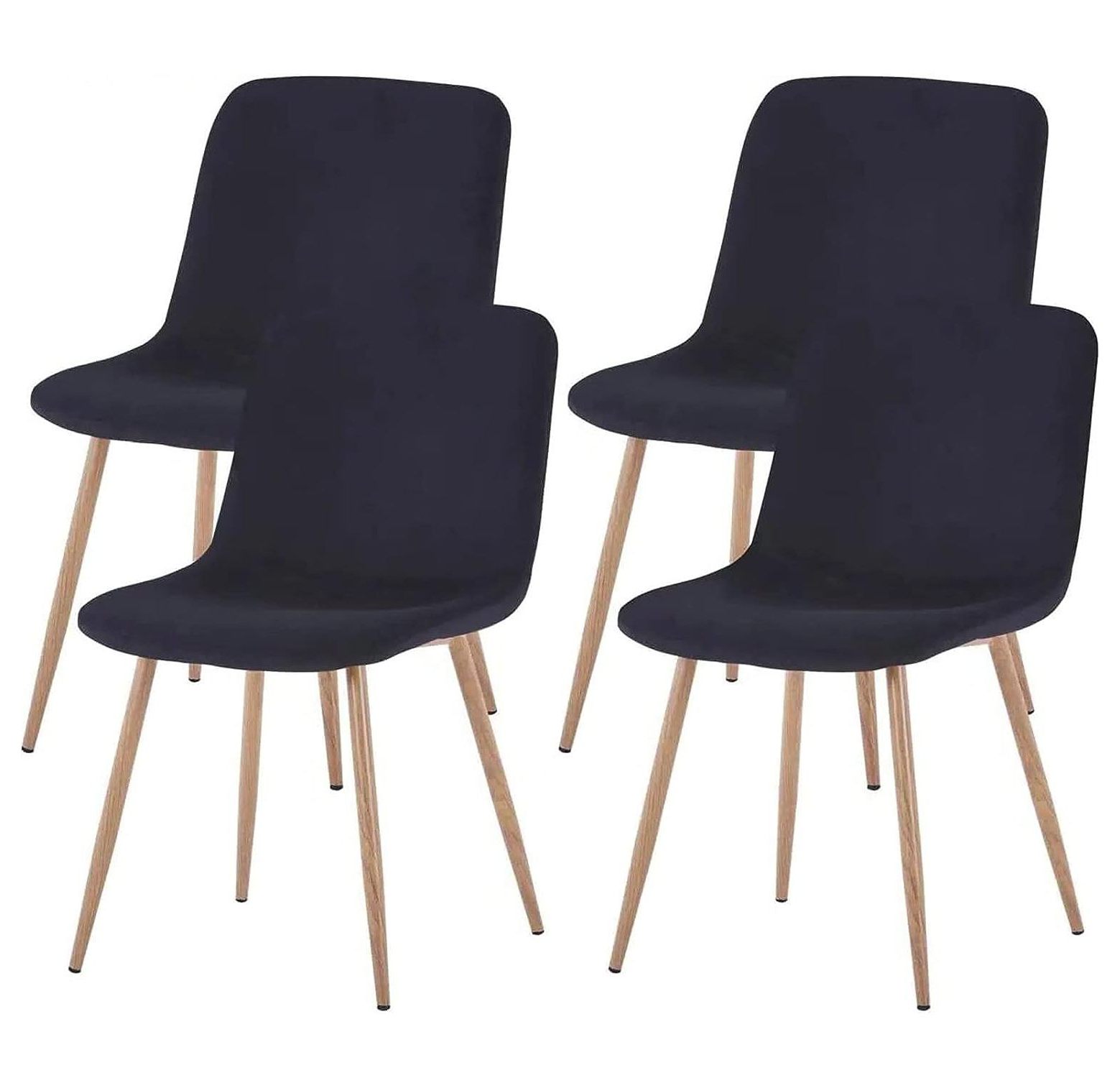 GnHoCh Black Kitchen Chairs Set of 4 Dining Chairs Velvet Modern Dining