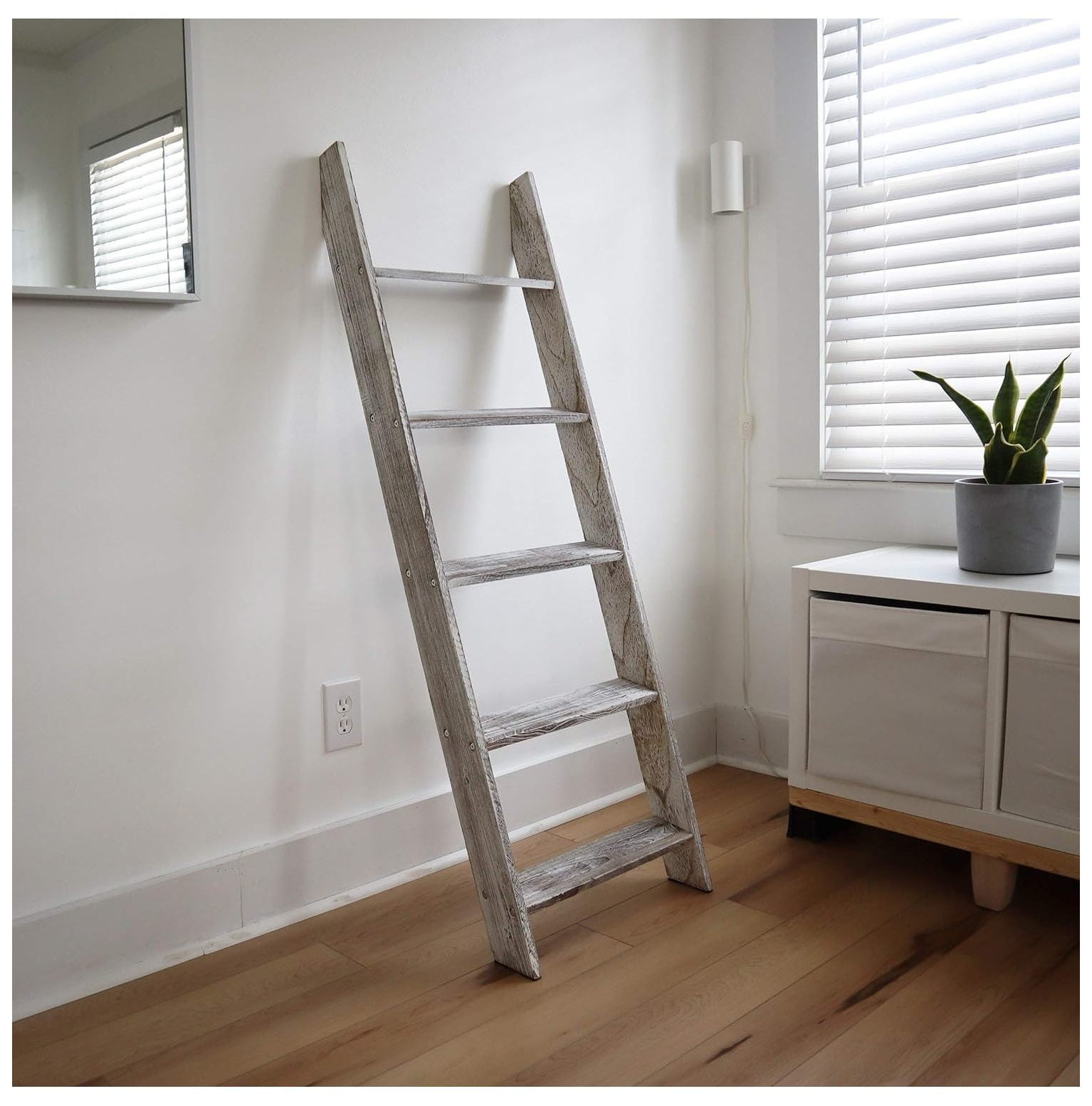 GnHoCh Blanket Ladder Rustic Blanket Rack Leaning Towel Ladder