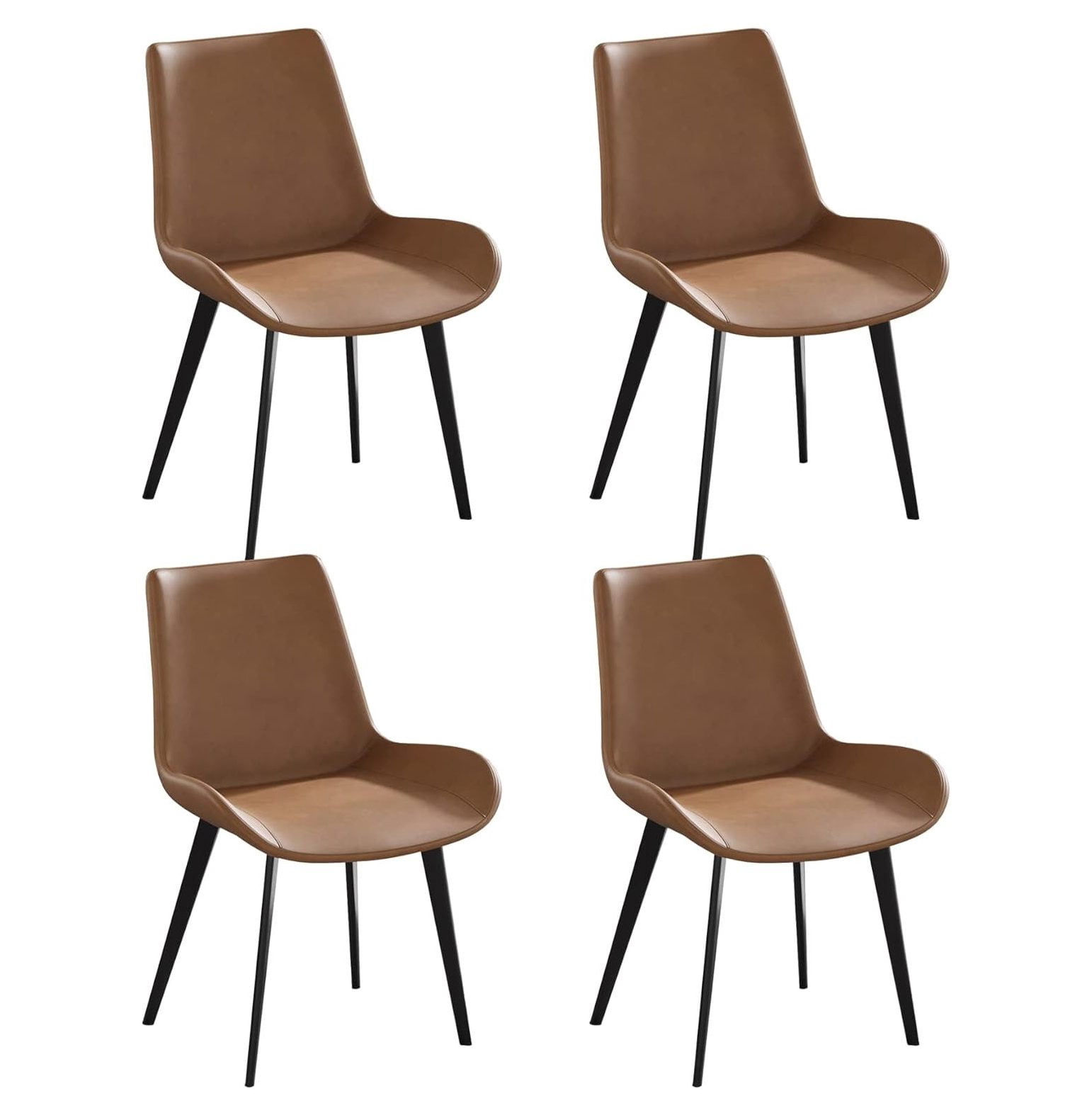 GnHoCh Century Modern Chairs with Black Metal Legs, Faux Leather