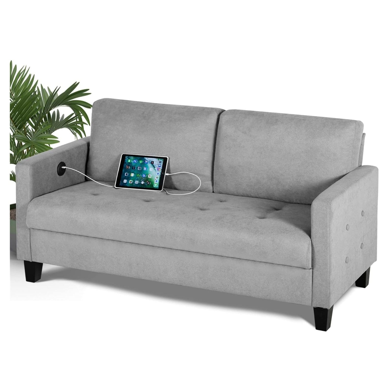 GnHoCh Comfy Loveseat Sofa Small Grey Couch Small Spaces, Small Love
