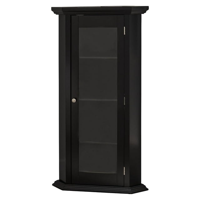 GnHoCh Corner Curio Storage with Glass Door (Black)
