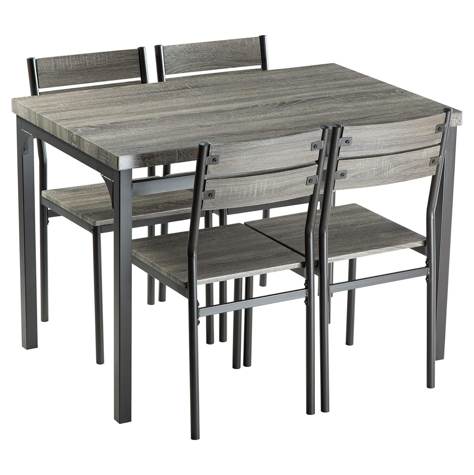 GnHoCh Dining Table Set for 4, Rustic Grey 5 Piece Set Kitchen