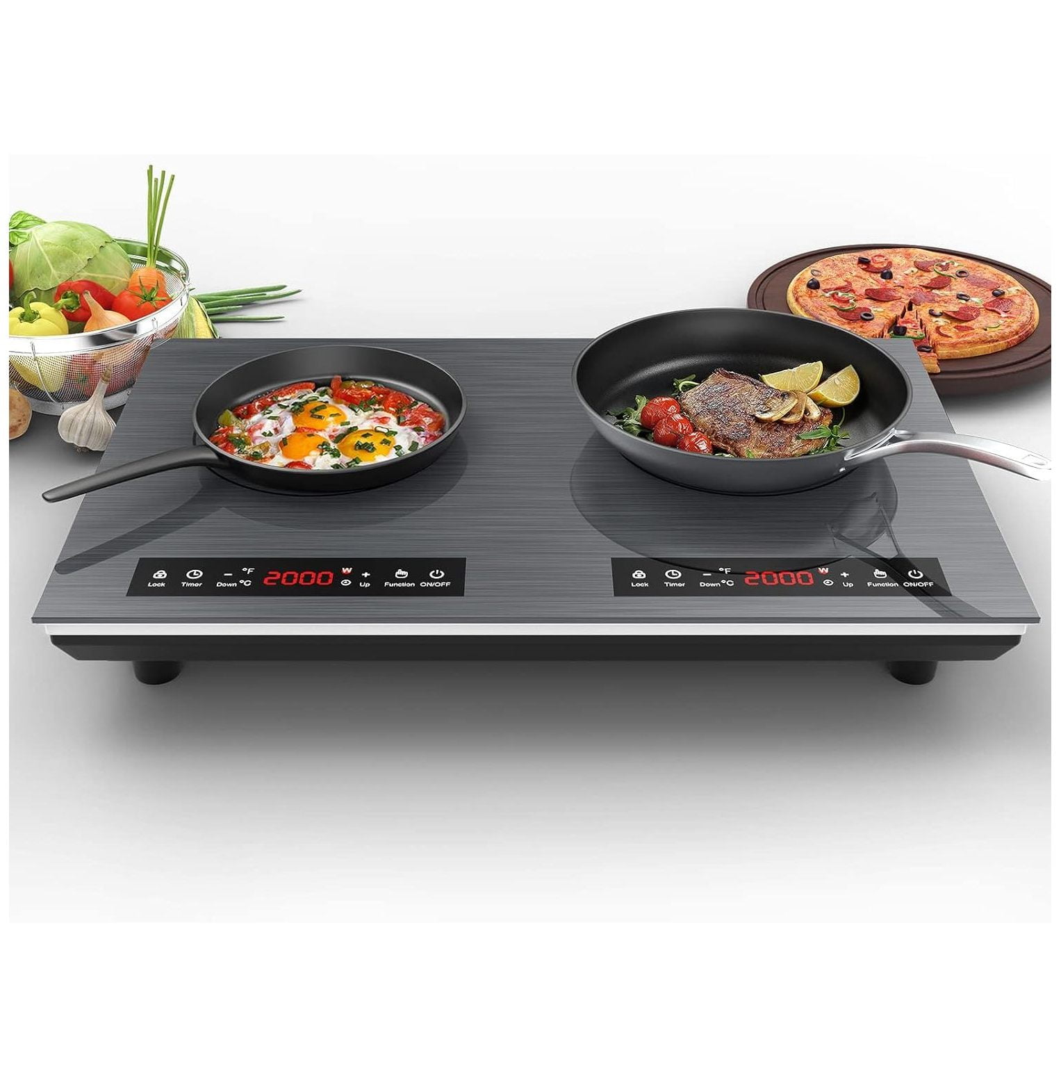 GnHoCh Double Induction Cooktop, 4000W Portable Induction Cooktop with