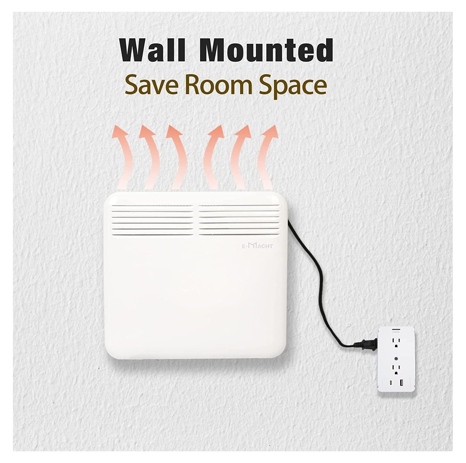 GnHoCh Electric Heater for Indoor Use, 750W Wall Heater with Adjustable