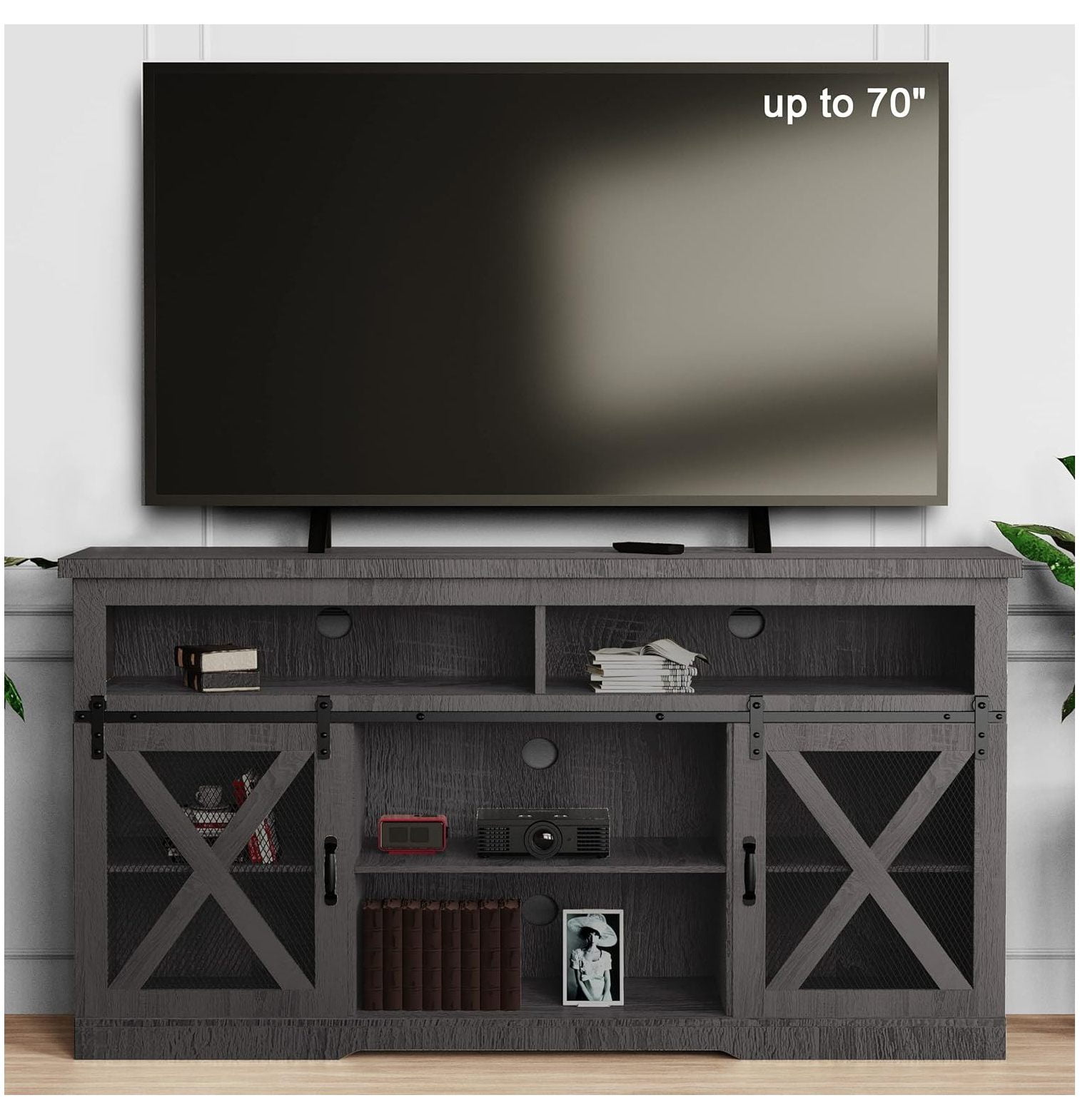 GnHoCh Farmhouse Style TV Stand for 65+ Inch TVs, Tall Entertainment
