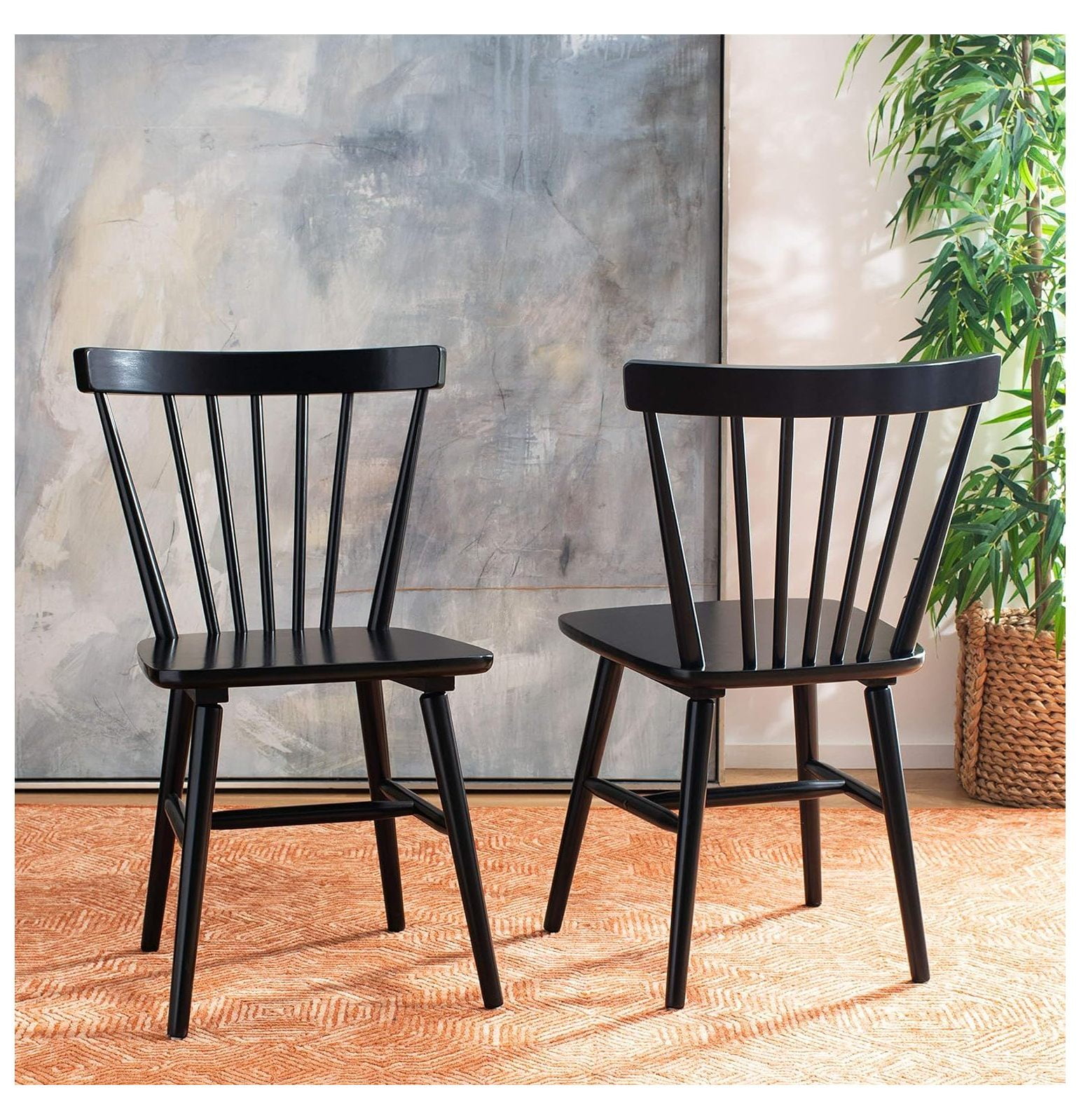 High Windsor Slat Side Chair in Classic Black Wood