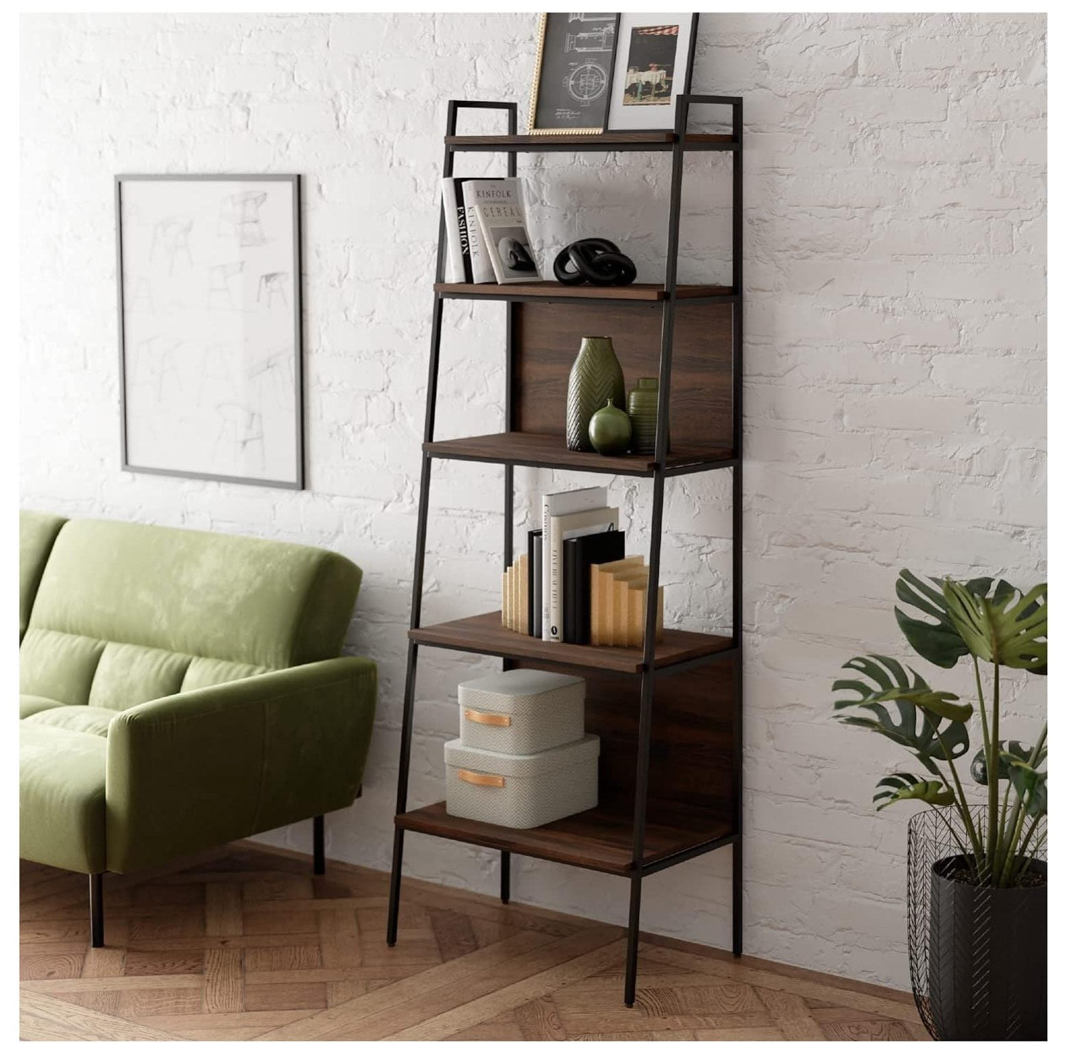 GnHoCh Industrial 5Tier Ladder Bookshelf 2023 Collection Industrial