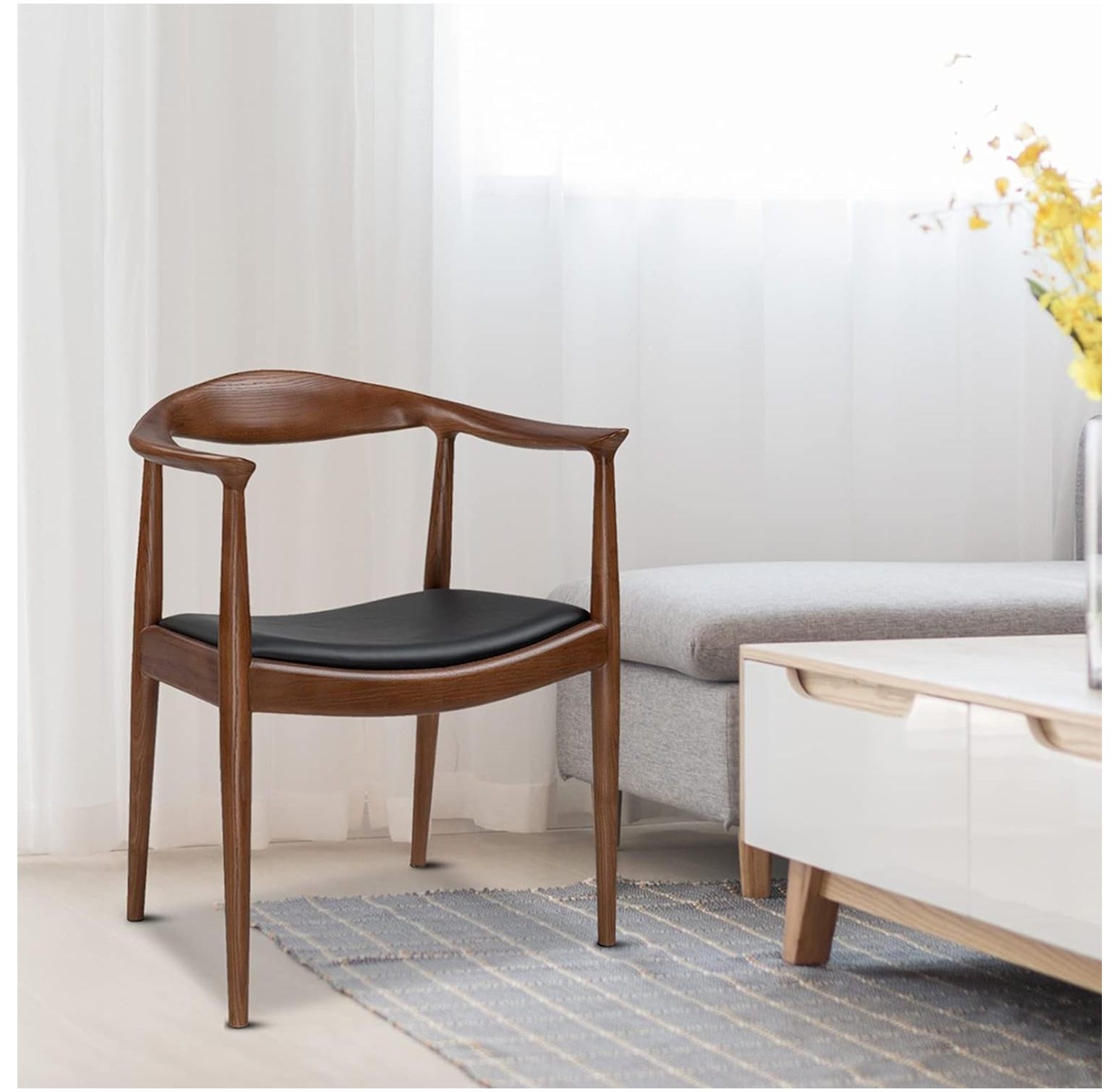 GnHoCh Kennedy Armchair Upholstered Dining Chair, Century Modern