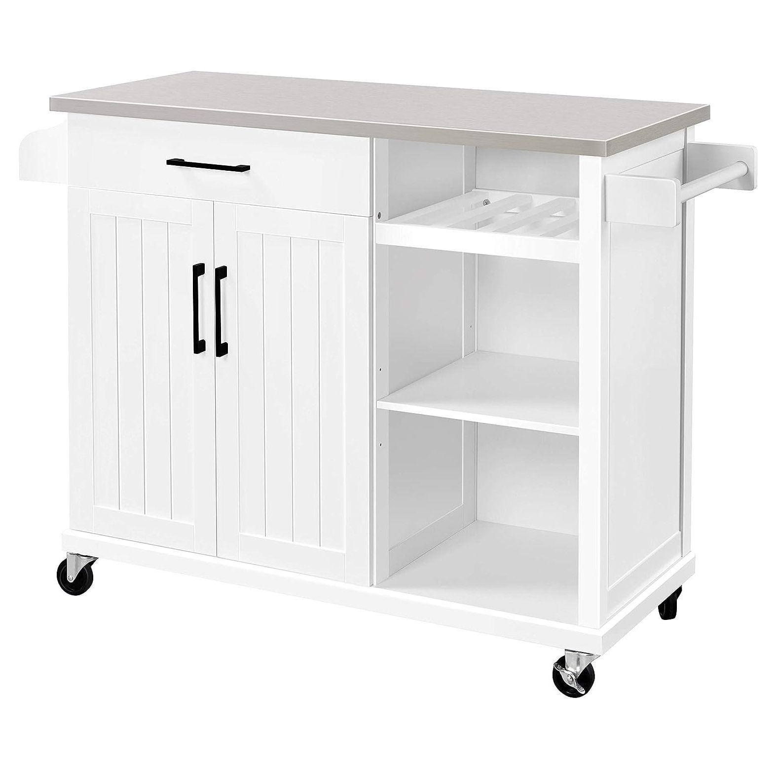 GnHoCh Kitchen Island on Wheels, Rolling Utility Trolley with Stainless ...