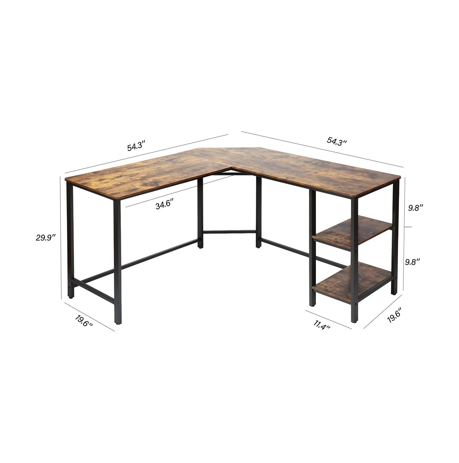 GnHoCh L Shaped Computer Desk with Storage Shelves Corner Gaming Desk