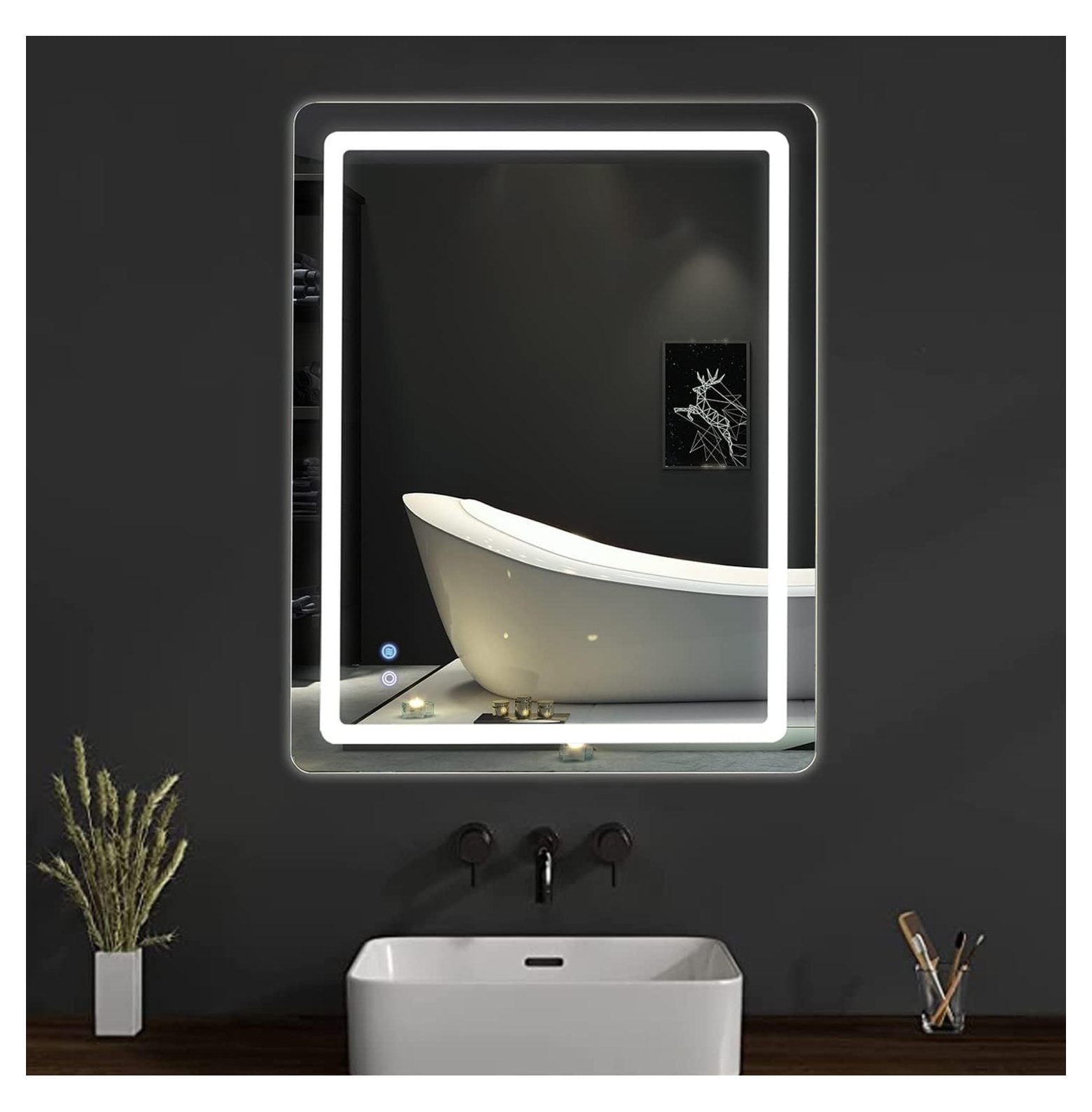 GnHoCh Led Bathroom Mirrors with Light for Vanity Mirror Wall Mounted 24 X 32 Waterproof Wall