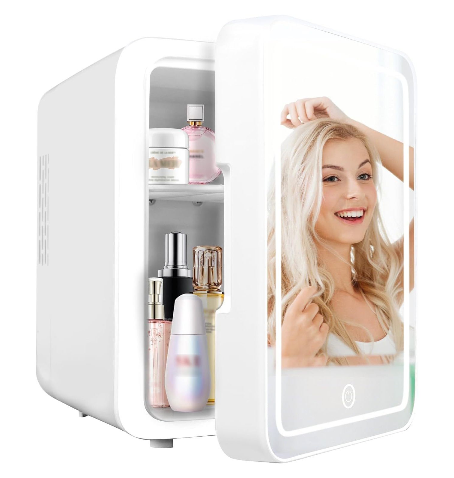 GnHoCh Mini Skincare Fridge,Makeup Fridge with Cooler or Warmer,AC/DC