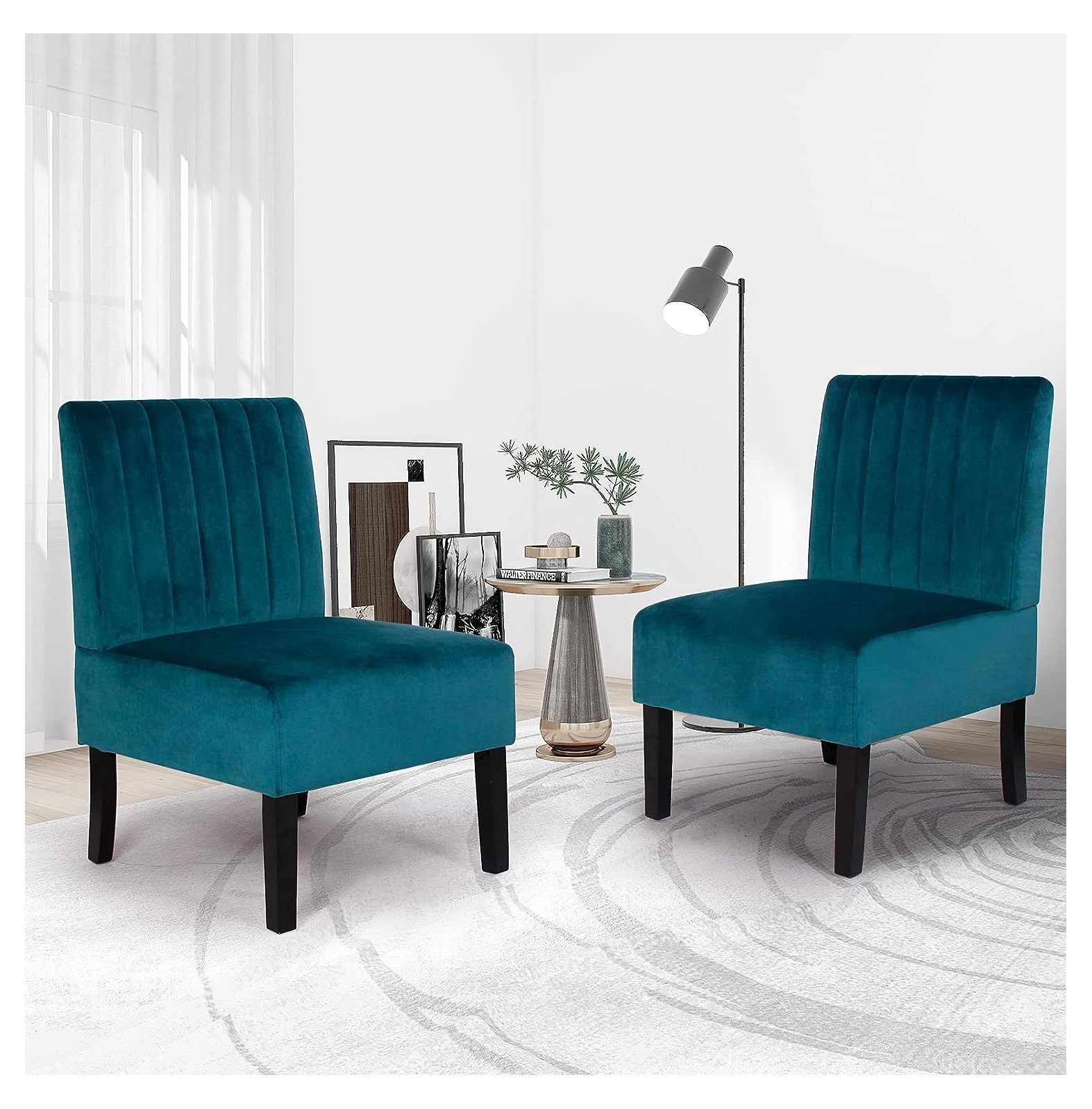 GnHoCh Mordern Velvet Armless Accent Chair Set of 2 Decorative Slipper